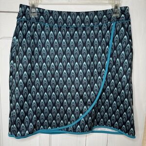 Greg Norman Play Dry Size Small Pull-On Golf Skort Blue Print Tennis Pickleball